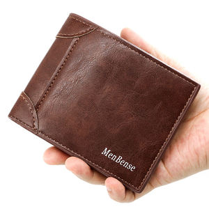 Portefeuille pour homme en cuir PU vintage marron, design ouvert court, grande capacité, porte-cartes multiples pour adultes, usage quotidien, hommes Bense - Product Image 1