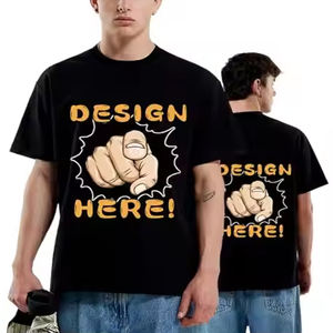 Streetwear vierge de haute qualité teint O cou surdimensionné t-shirt Logo broderie lourd tricoté col roulé court conception personnalisée - Product Image 3