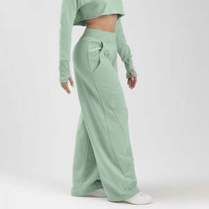 Pantalons de survêtement pour femmes, taille élastique, jambes larges, taille mi-haute, coupe ample, coton thermique, coupe-vent, respirant, streetwear, décontracté, pantalon d'hiver - Product Image 3