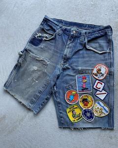 Shorts en jean pour hommes, style brut, coupe délavée, extensible, personnalisé, tendance streetwear, édition limitée, best-seller - Product Image 3