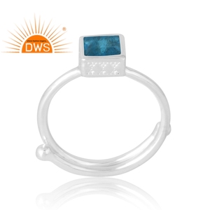 Dernière conception Bague en argent sterling 925 avec pierres précieuses en apatite néon naturelle Bijoux personnalisés pour femmes Cadeau pour elle - Product Image 1