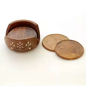 Posavasos de té de madera de mango hechos a mano de diseñador moderno, posavasos de madera hechos a mano de estilo clásico, venta al por mayor de Crescent Crafts - Product Image 4