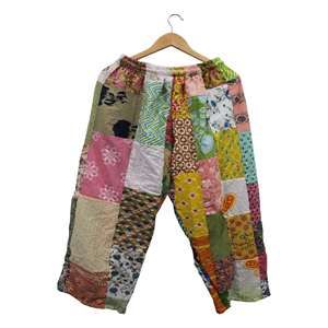 Pantalones de Hip Hop para Mujer, 100% Algodón, Coloridos, con Parches, Estilo Boho, Casual, Transpirables y con Técnicas de Arrugado para el Verano - Product Image 1