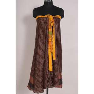 Festival Magic Wrap <b>Skirt</b> 2 Layer Vintage Sari <b>Skirt</b> for Women, Reversible Poly Silk, Long <b>Boho</b> <b>Skirt</b> or Short Dress - Product Image 5