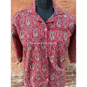 Indian 100% Cotton Ajrakh <b>Paisley</b> Print Sleeve Slim Fit <b>Shirt</b> Handmade Summer Casual Wear <b>Shirt</b> Beach Unisex Boho <b>Men</b>,<b>s</b> Clothing - Product Image 5