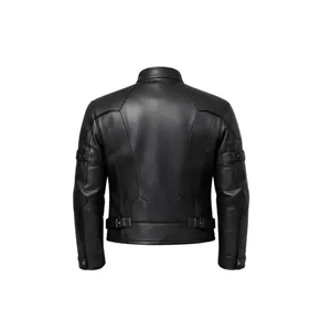 Wholesale <b>Men</b>’s Classic Black Leather <b>Biker</b> Racer <b>Jacket</b> - Product Image 2