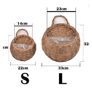 Wall-Mounted Handmade Eco-Friendly <b>Rattan</b> Woven <b>Hanging</b> <b>Basket</b> Flower Pot for Flower Arrangements - Product Image 2