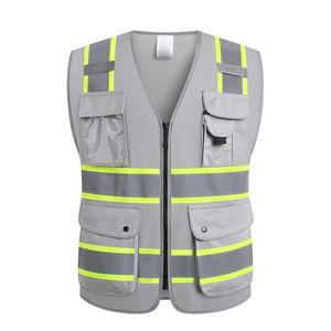 Venta al por mayor de alta visibilidad reflectante chaleco de seguridad transpirable construcción con logotipo personalizado múltiples bolsillos para ropa de trabajo al aire libre - Product Image 6
