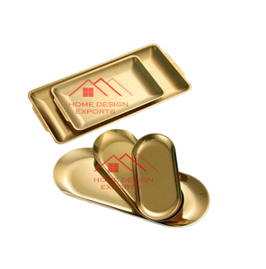 Plateau et assiettes de service en métal fait à la main 2025 les plus vendus avec plateau en métal fini or - Product Image 6