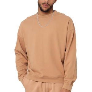 Sweat-shirt à col rond uni blanc pour hommes de taille américaine Hip Hop Streetwear Sweats à capuche en coton à col rond pour hommes vente en gros - Product Image 3