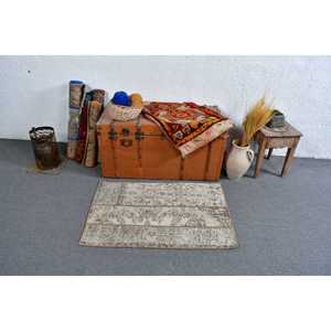 Petit tapis vintage 2,2x3,3 pi (66x101 cm), tapis turc brun style sud-ouest - Product Image 2