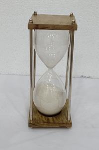 Modern Wood Base <b>Sand</b> Timer Clock Set of 2 Kitchen School Hourglass for Office & Home <b>Decor</b> Glass Material - Product Image 2