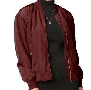 Vestes de bombardier élégantes pour femmes Vestes de bombardier pour femmes de style OEM Vestes de bombardier en satin pour femmes Vestes d'approvisionnement d'usine personnalisées - Product Image 1