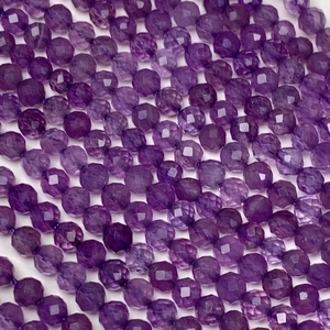 AAA Grade Natural Medium Purple Amethyst Faceted Round <b>Stone</b> <b>Beads</b> 15.5\" Strand for Jewelry Making-3mm & 4mm Sizes - Product Image 1