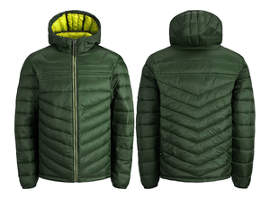 Chaqueta acolchada de manga larga personalizada de alta calidad para hombre, cortavientos de invierno, relleno de polietileno, prendas de vestir acolchadas informales para trabajo directo - Product Image 6