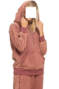 Sudadera con capucha oversize de invierno para mujer, de algodón 100%, con forro, lavado ácido personalizado, estilo vintage, con logotipos serigrafiados en la parte delantera, antiarrugas. - Product Image 5