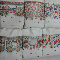 Tissu en voile de coton 100 % non tissé, respirant, brodé, de poids moyen, antistatique, anti-déchirure, jacquard, style floral, pour vêtements d'été