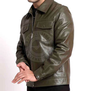 Chaqueta de cuero de color sólido para hombre Chaqueta de cuero de diseño personalizado Chaqueta de cuero informal para hombre - Product Image 2