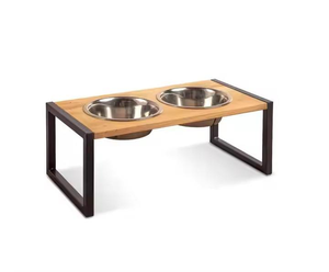 Premium Quality Customizable <b>Dog</b> <b>Bowl</b> <b>Stand</b> Non-Slip Wooden and Stainless Steel Metal <b>with</b> Double <b>Dog</b> Food and Water <b>Bowls</b> - Product Image 2