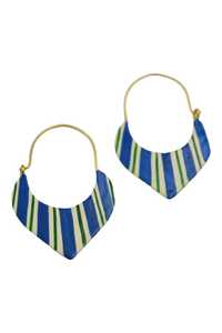 Pendientes Bali, joyería, Material de latón, pintura a mano, diseño de cerámica azul, pendiente colgante, acabado dorado mate para niñas y mujeres - Product Image 3