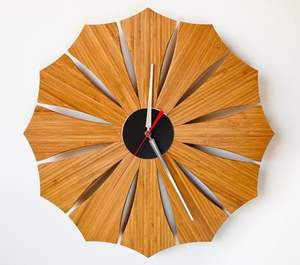 Reloj de pared de madera hecho a mano de cuarzo silencioso diseño Art Deco moderno atemporal de una sola cara para el hogar y la Oficina - Product Image 6