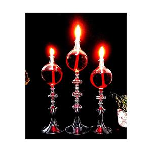 Gocce abbottonato candelabro di vetro lampada a olio Set di 3 candela olio doppio
