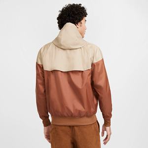 OEM al por mayor de color marrón sólido chaqueta cortavientos para hombre de tela personalizada de talla grande MOQ bajo estilo casual chaqueta impermeable - Product Image 2