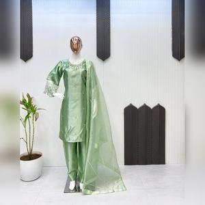 ชุดคุर्ติผ้าซาตินมอส ดีไซน์พิเศษ ประดับลูกปัดและเลื่อม พร้อมผ้าคลุมไหล่ผ้าออร์แกนซ่า สำหรับงานปาร์ตี้ ไซส์ L XL XXL - Product Image 6