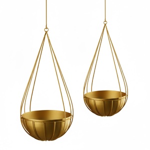 Jardinière murale suspendue à 3 niveaux en métal bleu de style luxueux, pots de plantes d'intérieur et d'extérieur, décoration de jardin, jardinières avec corde en vente - Product Image 4