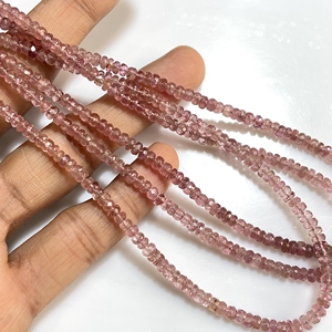 Vente en gros de perles en forme de rondelle à facettes en tourmaline rose perles de pierres précieuses naturelles pour bijoux - Product Image 2