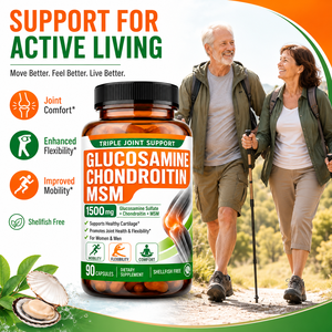 <span class=keywords><strong>Glucosamine</strong></span> Chondroïtine MSM Triple Soutien Articulaire 1500mg Sans Produits d'Origine Marine Mobilité Flexibilité et Confort - Product Image 1