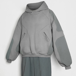 Sweat-shirts à capuche décontractés pour hommes, coupe régulière, en polyester/coton épais, style streetwear personnalisé, color block, pour l'hiver, vente en gros de haute qualité - Product Image 4