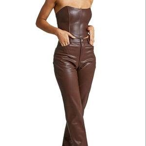 Top qualité femmes en cuir véritable pantalon 2025 nouveautés haute rue mode femmes en cuir pantalon à vendre - Product Image 1