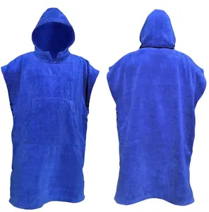 Terry Surf Poncho Changing Robe Hooded Towel Adult Beach Wetsuit Changing Poncho for Surfing Swimming Bathing Outdoor Sports