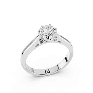 Bague de fiançailles en diamant de laboratoire rond de 3,00 carats de haute qualité, or 18 carats, solitaire, bague de promesse de mariage - Product Image 1