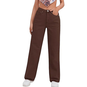 Pantalones Vaqueros de Mujer de Color Sólido Transpirables, Nueva Moda, Venta Caliente, Ropa de Calle - Product Image 1