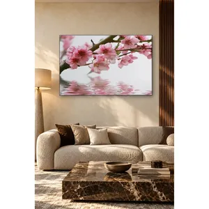 ดอกอัลมอนด์สีชมพูของฟิดาสะท้อนลงในน้ำ ภาพพิมพ์บนผ้าใบ - Product Image 4