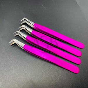 Pince à épiler professionnelle en acier inoxydable rose vif Logo personnalisé Outils d'extension de cils durables - Product Image 2