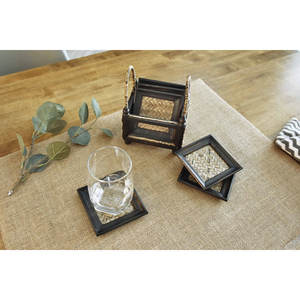 Unique Wooden <b>Coasters</b> Square Shape <b>Black</b> & Gold Color Walnut Perfect for Home and Hotel Kitchenware Direct from Factory 2025 - Product Image 2