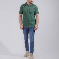 Chemises pour hommes brodées de couleur verte, compressées, grande taille, en coton de haute qualité, respirantes, à manches courtes, décontractées pour l'été