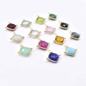 Charme coussin en quartz aqua, deux bézels Rawa, petit pendentif, pierre précieuse facettée, pierre de naissance pour bijoux DIY - Product Image 4