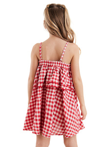 Sea Cat Girl Poplin Dress Manga Hasta la rodilla Vestido de verano Algodón Jersey Red Girl Dress - Product Image 2