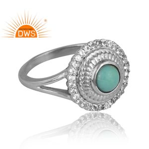 แหวนพลอยสีอาริโซน่าสีเทอร์ควอยส์สีขาวและสีเทอร์ควอยซ์ได้รับความนิยมแบบใหม่สำหรับผู้หญิงของขวัญตามสั่งสำหรับผู้หญิง - Product Image 4