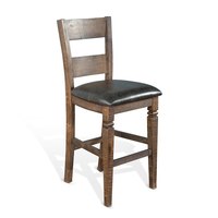 Ensemble de table de bar moderne réglable en bois massif Finch avec 4 chaises et coussins pour la maison, la cuisine et l'hôtellerie