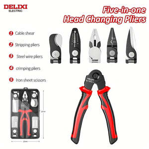 DELIXI Alicates de Electricista 5 en 1, Herramienta Profesional para Pelar y Crimpar Cables Metálicos, Herramienta Manual Multifuncional de 1 Pieza, Métrica - Product Image 6
