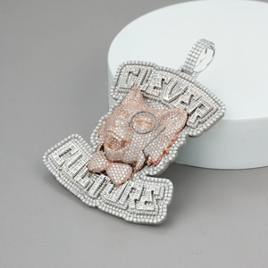 Pendentif bicolore en or rose 18 carats plaqué argent pour homme, acier inoxydable, moissanite, diamant, hip hop pour la mode, accessoire pour homme - Product Image 4