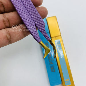 Pince à cils en acier inoxydable violet or rose de haute qualité outil d'extension de cils durable en gros - Product Image 3