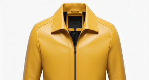 Veste en cuir longue pour homme sur mesure, col en toile, style décontracté de rue, couleur jaune - Product Image 3
