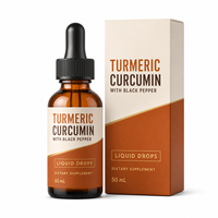 Vente en gros de curcuminoïdes à 95 %, curcuma liquide, 50 ml, formule pour la santé des articulations avec des gouttes de gingembre et de bromélaïne, OEM