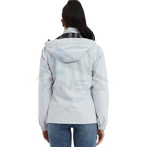 <b>Women</b> <b>Lightweight</b> <b>Rain</b> <b>Jacket</b> Waterproof Softshell Windbreaker with Hood <b>for</b> Hiking Camping and Travel Light Grey - Product Image 4